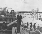 Дейнека Александр Александрович. На просторах подмосковных строек. 1949 Холст, масло. 250x300 Государственная Третьяковская галерея